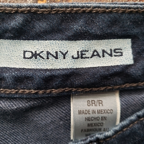 DKNY Madison Jeans Dark Blue Mid Rise Curvy Boot Cut Stretch Y2K Size 8R Blue - Picture 13 of 14